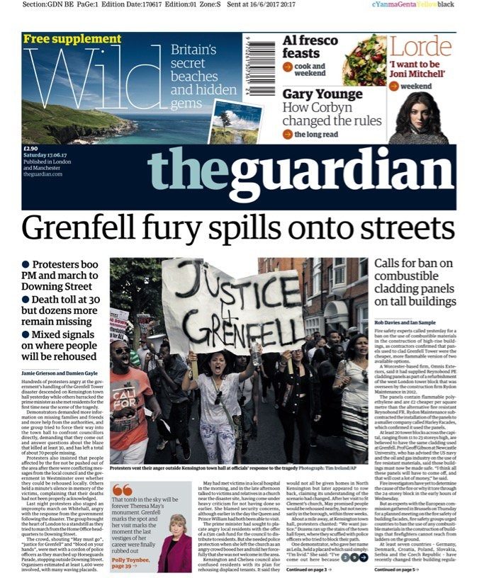 "Grenfell fury spills onto streets"